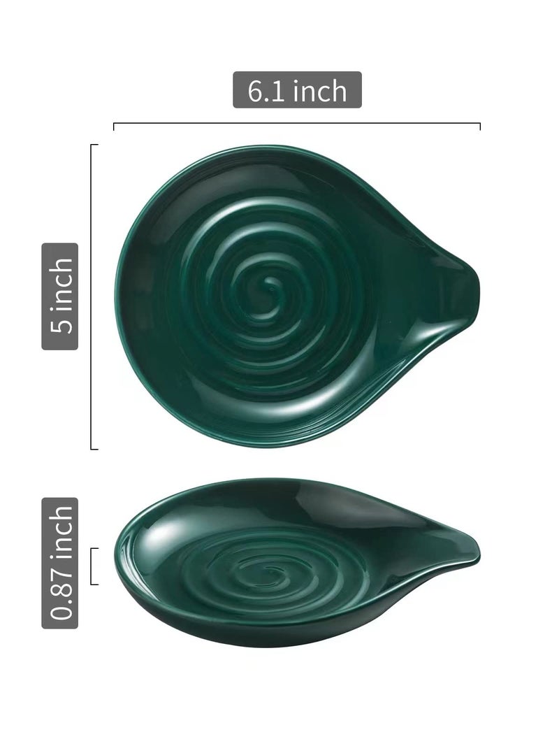 LAUCHUH Spoon Rest for Stove Top Cooking Spoon Holder for Kitchen Countertop Large Holder for Spatula  Spoons or Tongs  Farmhouse Decor  Christmas Gifts  Green - Image 3